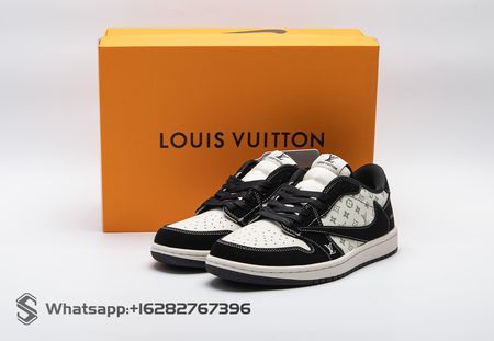 Travis Scott x Fragment Design x Air Jordan 1 Low OG SP LV Black Off White Grey LX1988-200 size 36-46